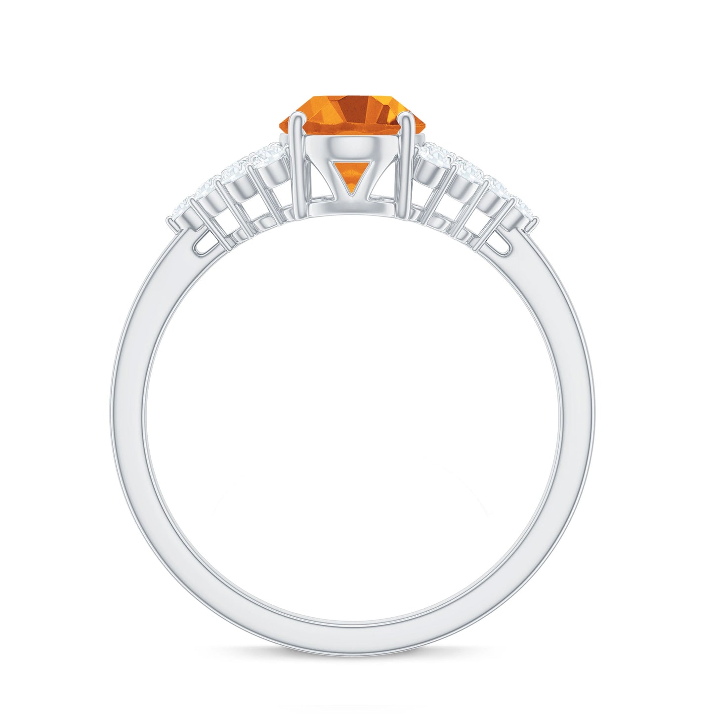 Natural Yellow Citrine Oval Engagement Ring with Diamond Side Stones