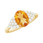 Natural Yellow Citrine Oval Engagement Ring with Diamond Side Stones