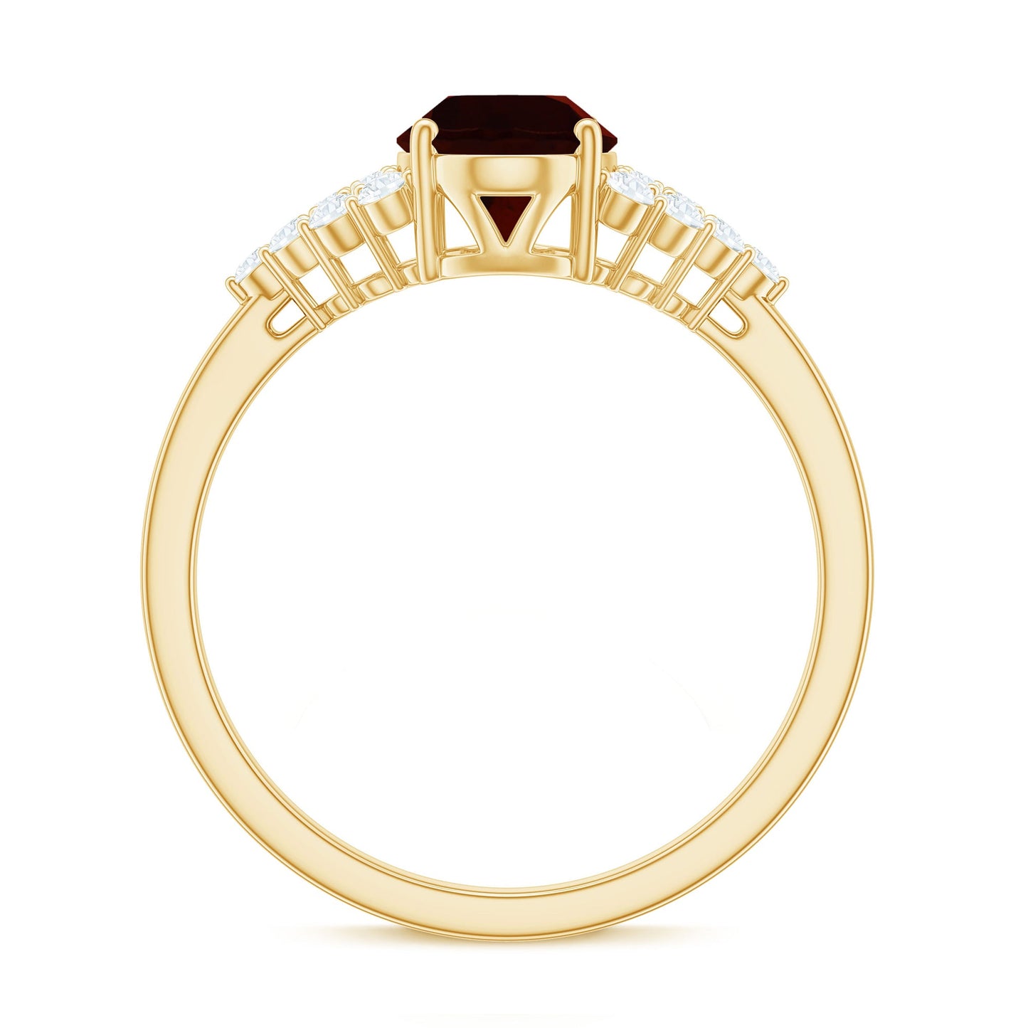 Certified Real 1.5 Carat Garnet Oval Engagement Ring with Diamond
