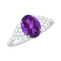 1 Carat Oval Amethyst Engagement Ring with Diamond