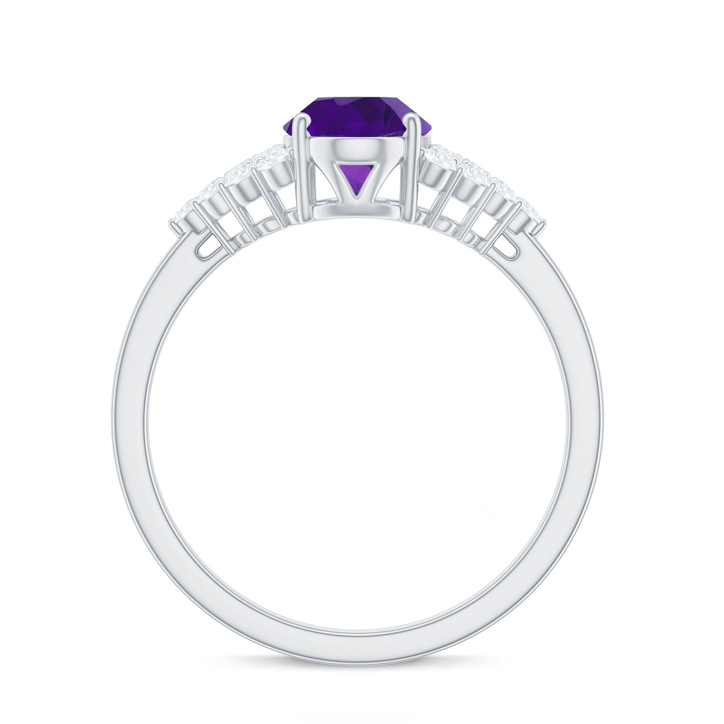 1 Carat Oval Amethyst Engagement Ring with Diamond