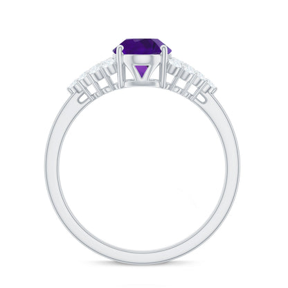 1 Carat Oval Amethyst Engagement Ring with Diamond