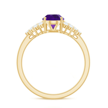 1 Carat Oval Amethyst Engagement Ring with Diamond
