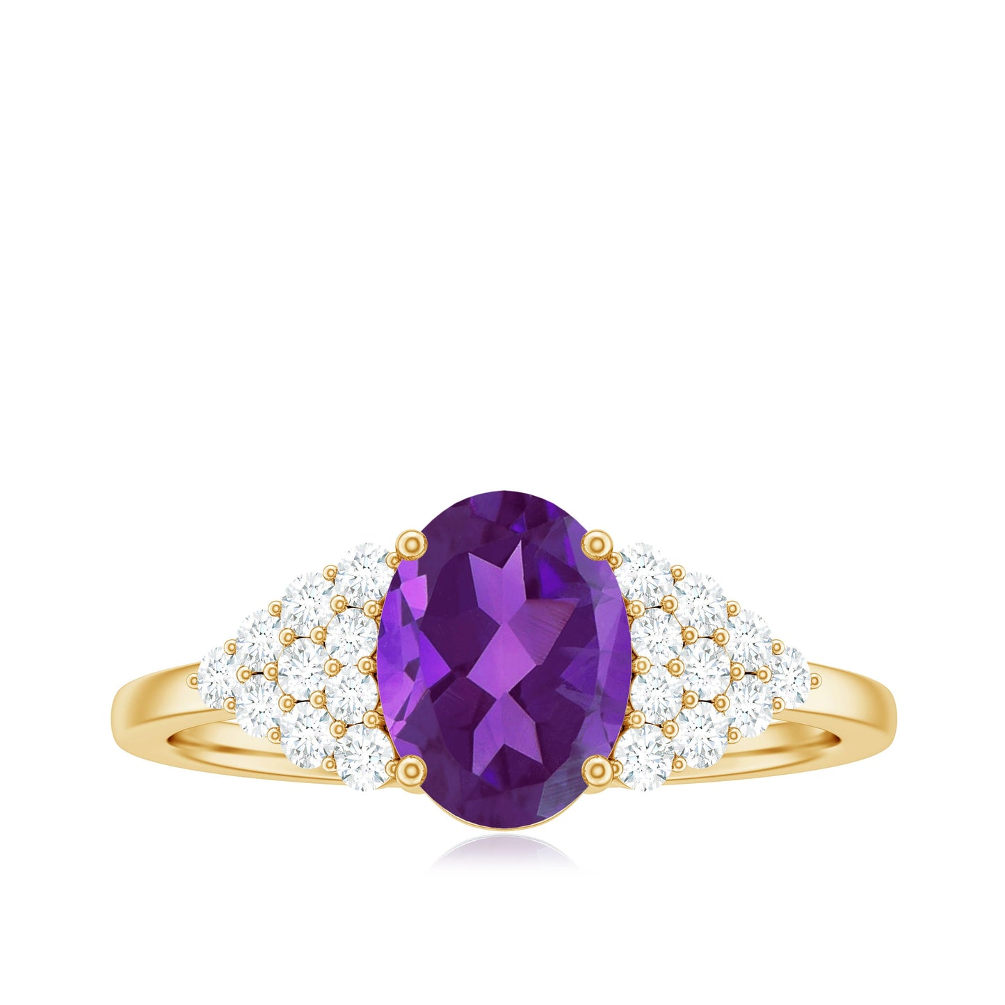 1 Carat Oval Amethyst Engagement Ring with Diamond