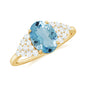 Solitaire 1 Carat Aquamarine Oval Engagement Ring with Diamond Cluster