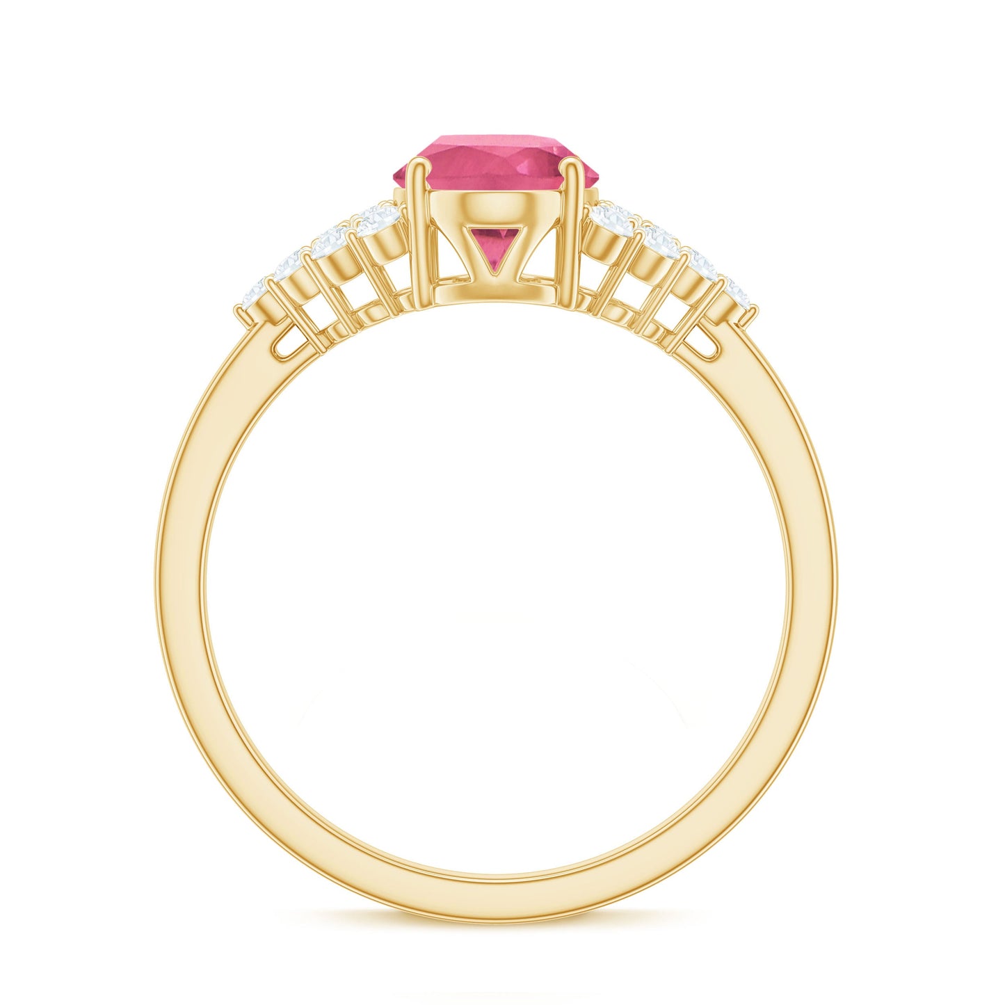 Classic Pink Tourmaline Solitaire Ring with Diamond