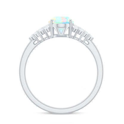 Certified 1.2 Carat Ethiopian Opal Oval Engagement Ring with Diamond