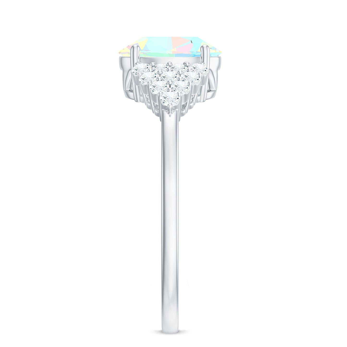Certified 1.2 Carat Ethiopian Opal Oval Engagement Ring with Diamond