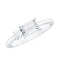 Baguette and Round Moissanite Two Stone Promise Ring