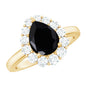 Certified Genuine 1.7 Carat Black Spinel Teardrop Engagement Ring with Diamond Halo