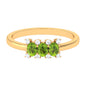 Oval Cut Peridot Three Stone Ring with Diamond Stones