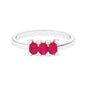 Oval Ruby Three Stone Promise Ring with Diamond
