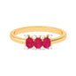 Oval Ruby Three Stone Promise Ring with Diamond