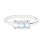 Oval Cut Moonstone Three Stone Ring with Diamond