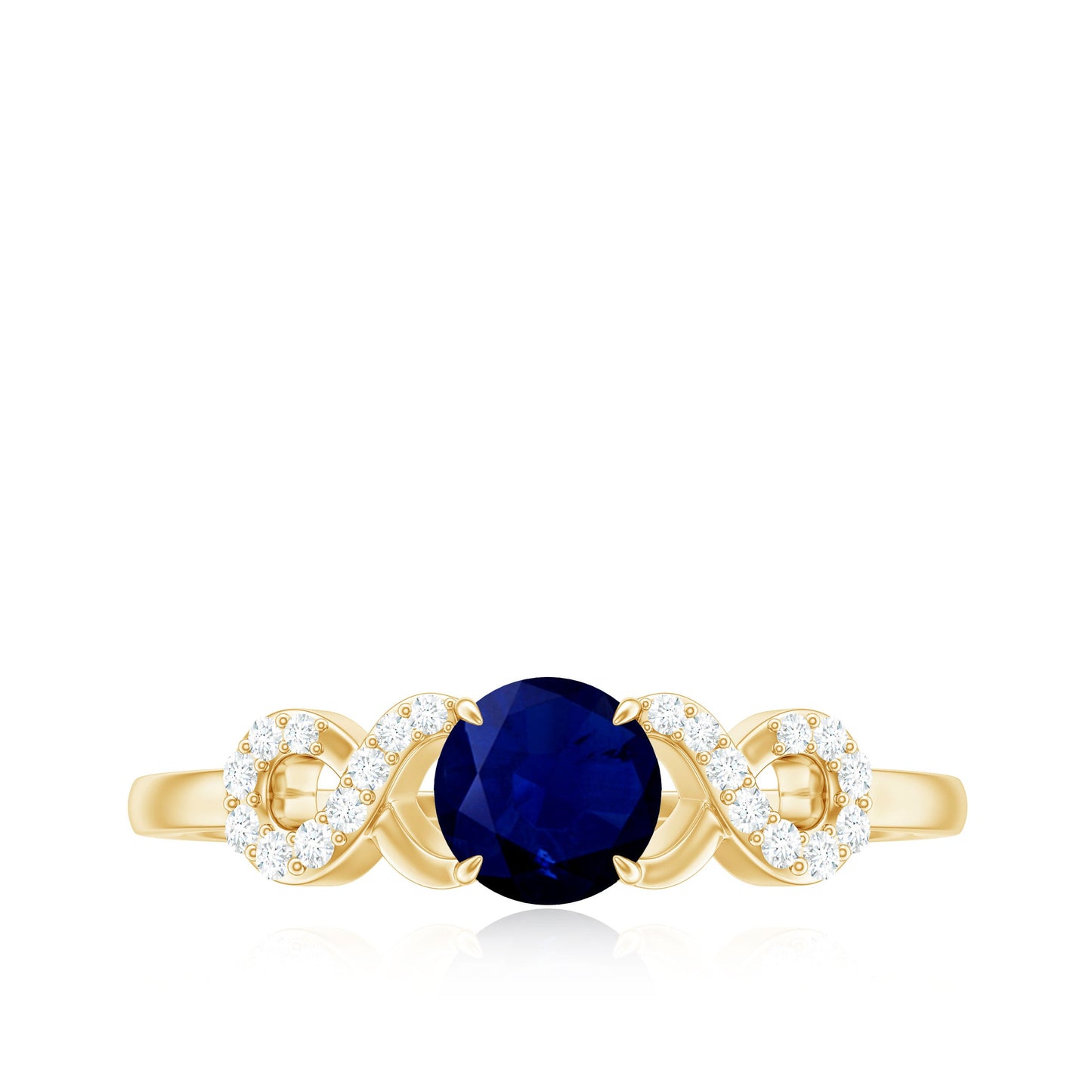 Real 0.9 Carat Blue Sapphire Infinity Promise Ring with Diamond