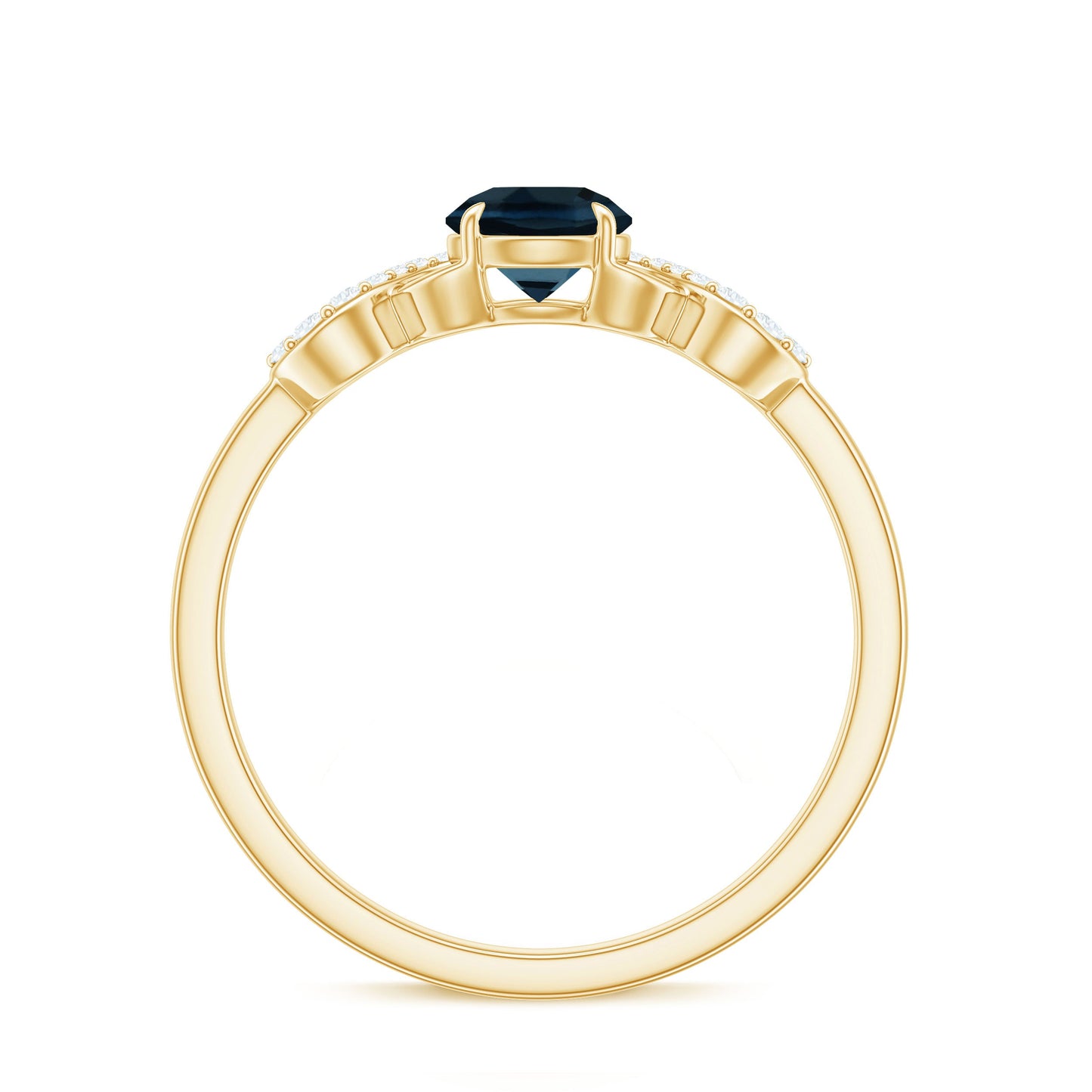 0.6 Carat Round London Blue Topaz Engagement Ring with Criss Cross Diamond