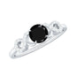 Certified 0.8 Carat Lab Grown Black and White Diamond Engagement Ring with Infinity Knot