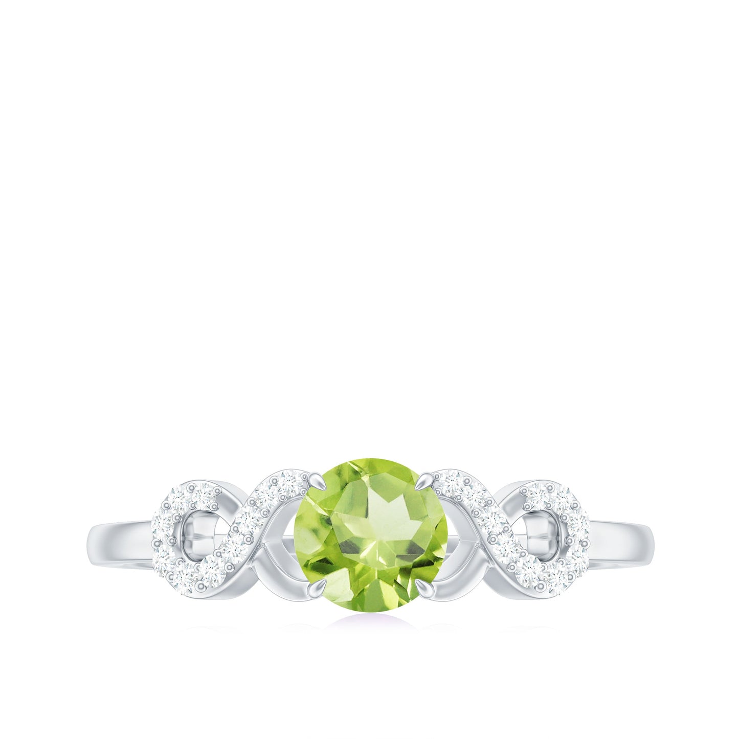 Half Carat Peridot Promise Ring with Diamond Infinity Knot