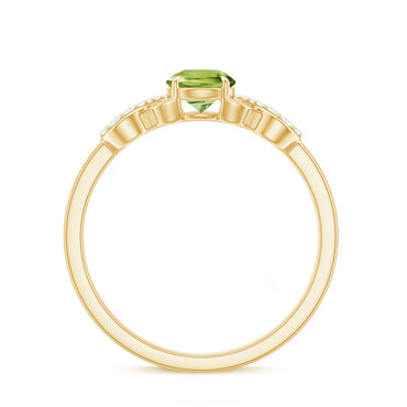 Half Carat Peridot Promise Ring with Diamond Infinity Knot