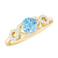Round Shape Aquamarine and Diamond Infinity Engagement Ring