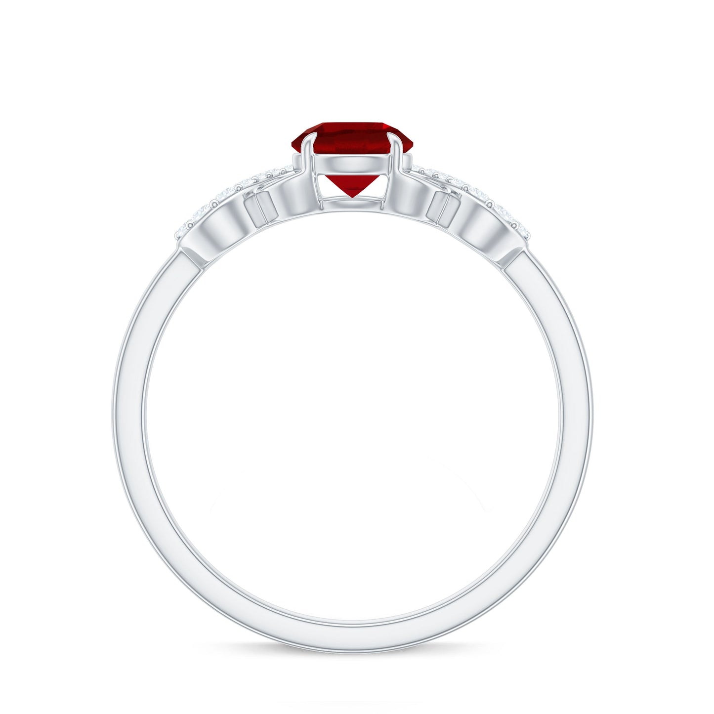 Certified 0.6 Carat Lab Grown Ruby Promise Ring with Diamond Infinity Knot