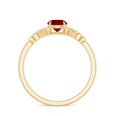 Certified 0.6 Carat Lab Grown Ruby Promise Ring with Diamond Infinity Knot