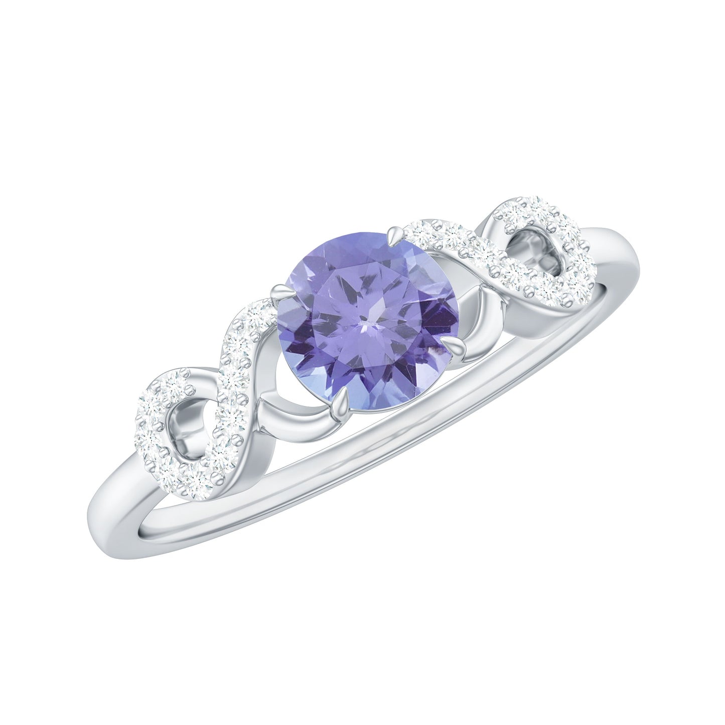 Natural Tanzanite Promise Ring with Diamond Infinity Knot