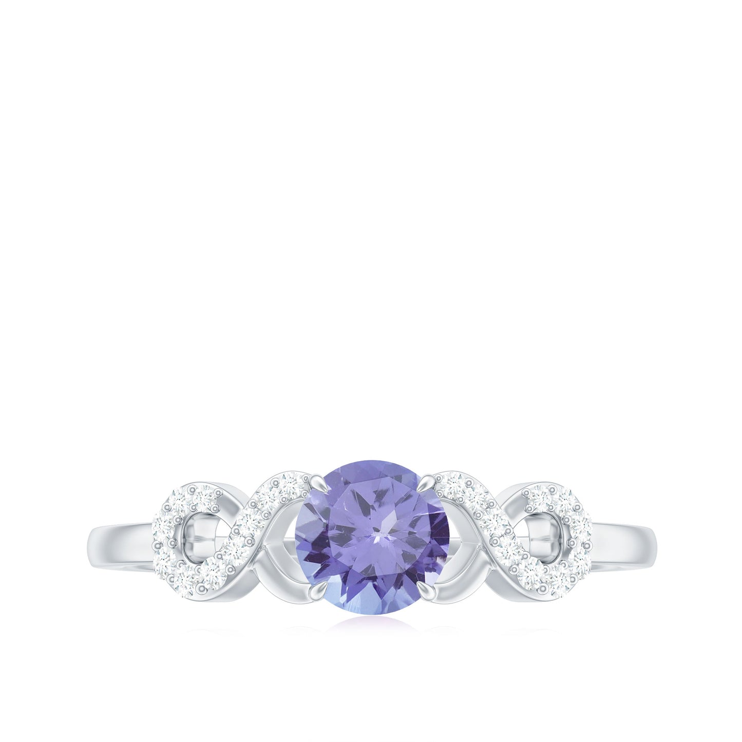 Natural Tanzanite Promise Ring with Diamond Infinity Knot