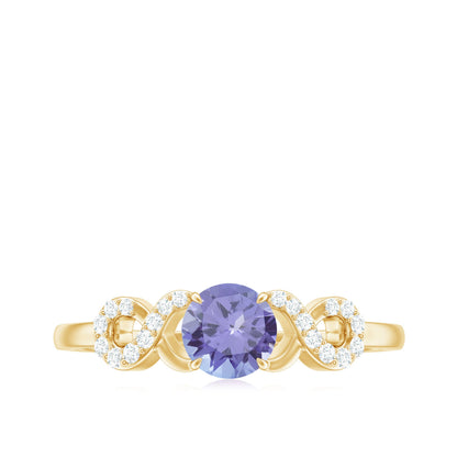 Natural Tanzanite Promise Ring with Diamond Infinity Knot