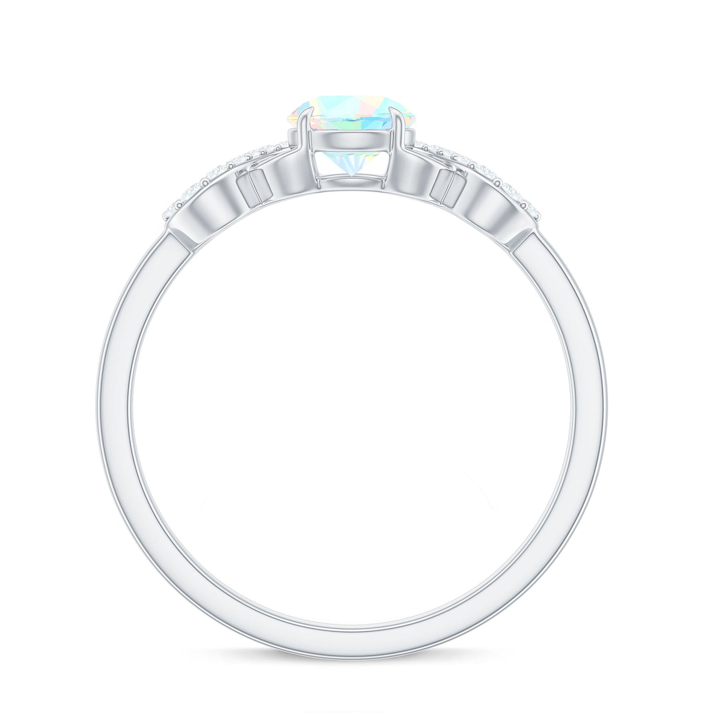 Certified Real Ethiopian Rainbow Opal Diamond Engagement Ring with Criss Cross Shank