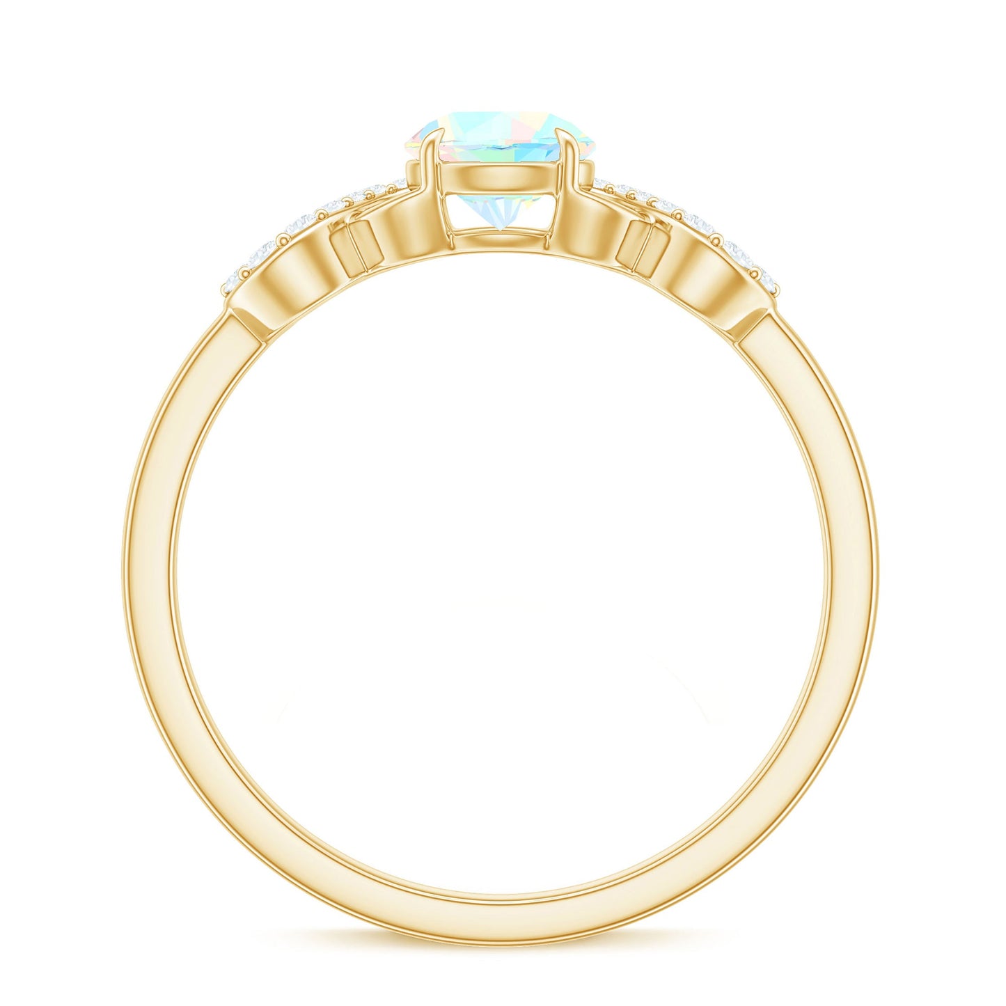 Certified Real Ethiopian Rainbow Opal Diamond Engagement Ring with Criss Cross Shank