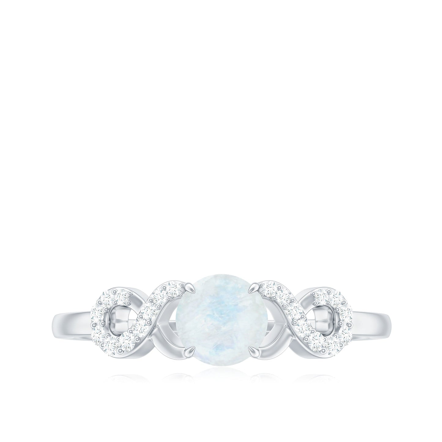 0.37 Carat Natural Moonstone Engagement Ring with Criss Cross Diamond
