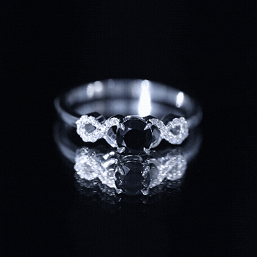0.45 Carat Black Onyx and Diamond Criss Cross Engagement Ring