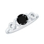 0.45 Carat Black Onyx and Diamond Criss Cross Engagement Ring