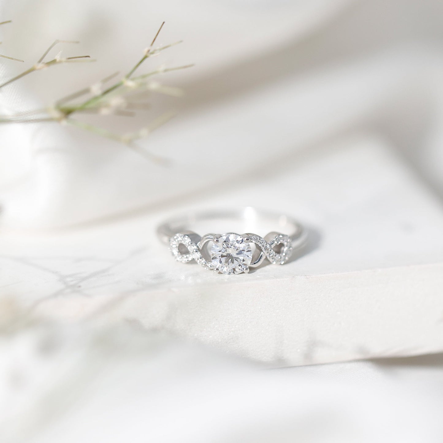 Certified Round Moissanite Infinity Promise Ring for Her