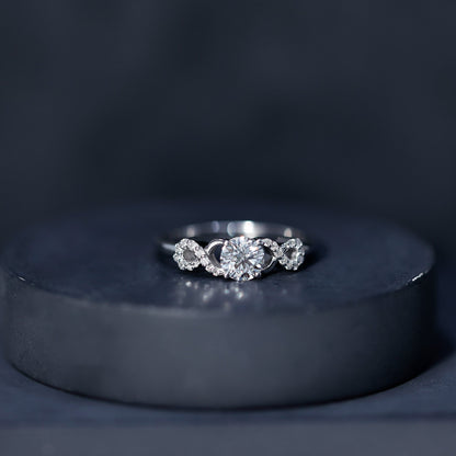 Certified Round Moissanite Infinity Promise Ring for Her