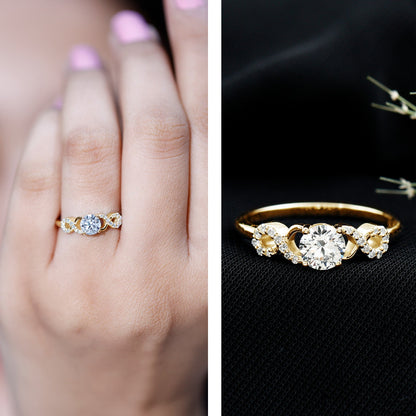 Certified Round Moissanite Infinity Promise Ring for Her