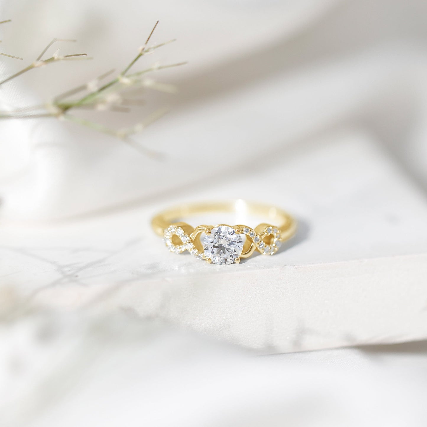 Certified Round Moissanite Infinity Promise Ring for Her