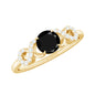 Natural Black Spinel Promise Ring with Diamond Infinity Knot