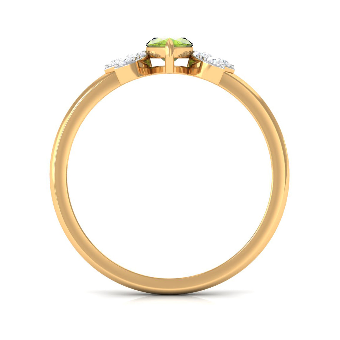 0.7 Carat Marquise Cut Peridot Promise Ring with Diamond Stones