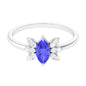 0.6 Carat Marquise Cut Tanzanite and Diamond Promise Ring