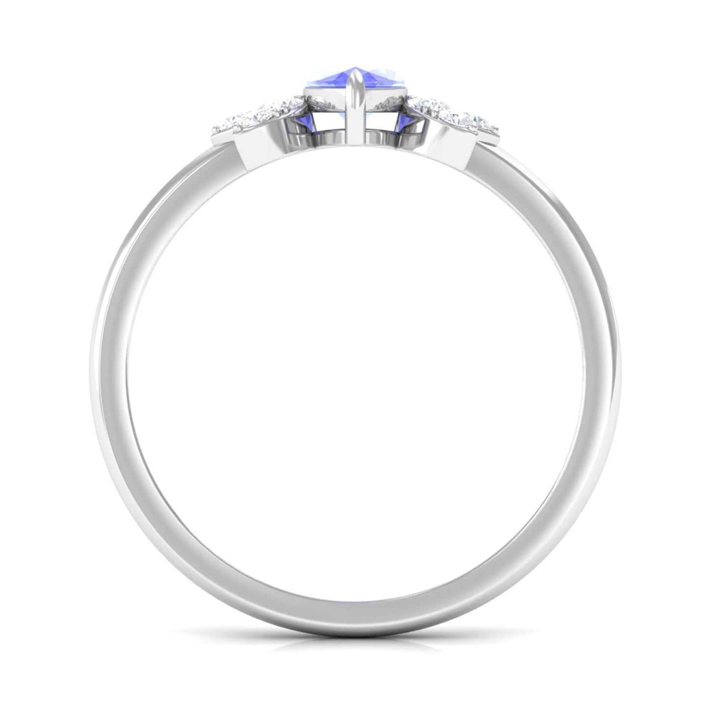 0.6 Carat Marquise Cut Tanzanite and Diamond Promise Ring