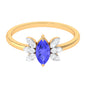 0.6 Carat Marquise Cut Tanzanite and Diamond Promise Ring
