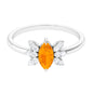 0.3 Carat Marquise Fire Opal and Diamond Engagement Ring