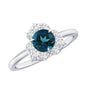 Round London Blue Topaz Floral Engagement Ring with Diamond