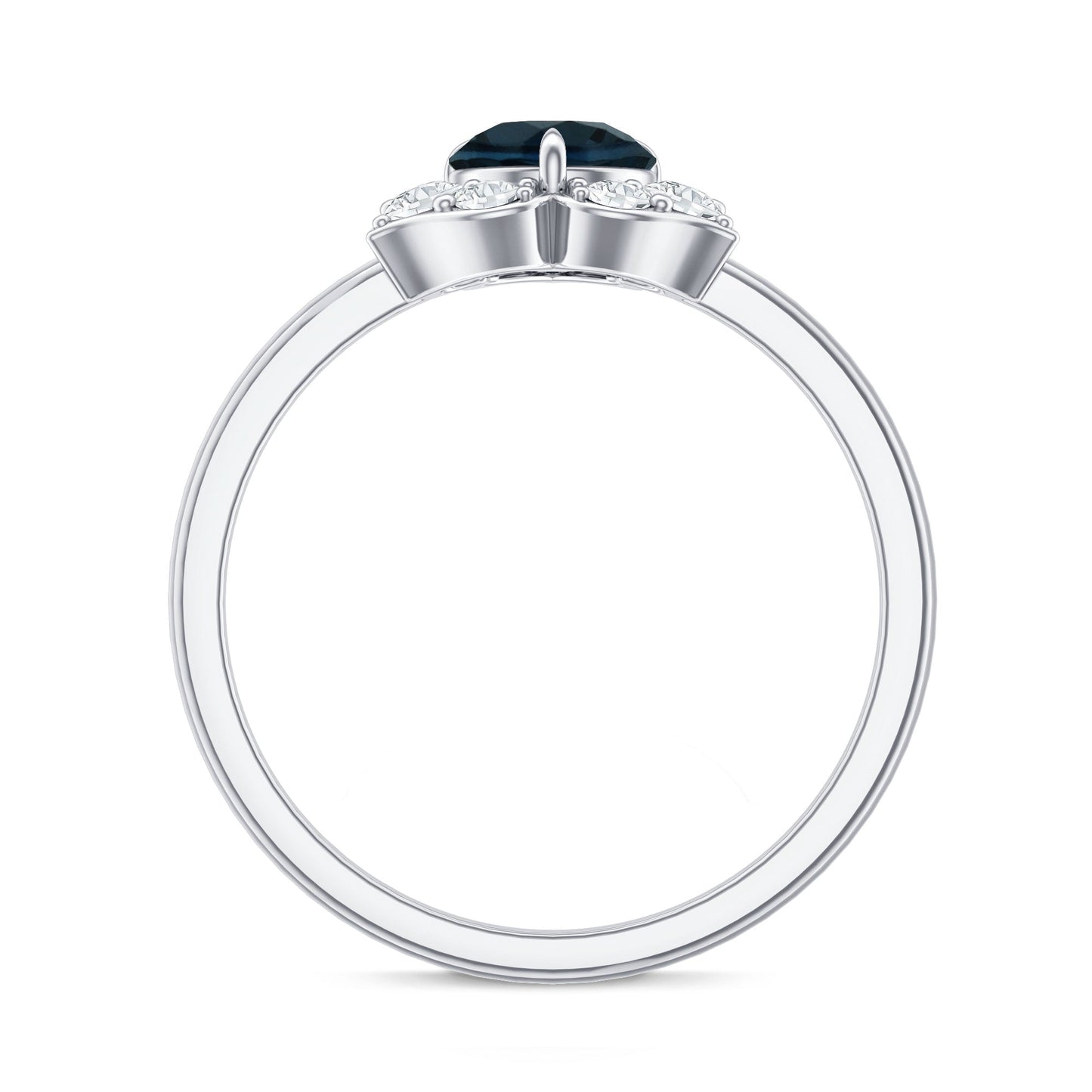 Round London Blue Topaz Floral Engagement Ring with Diamond
