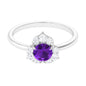 Real Amethyst Flower Engagement Ring with Diamond