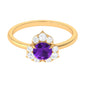 Real Amethyst Flower Engagement Ring with Diamond
