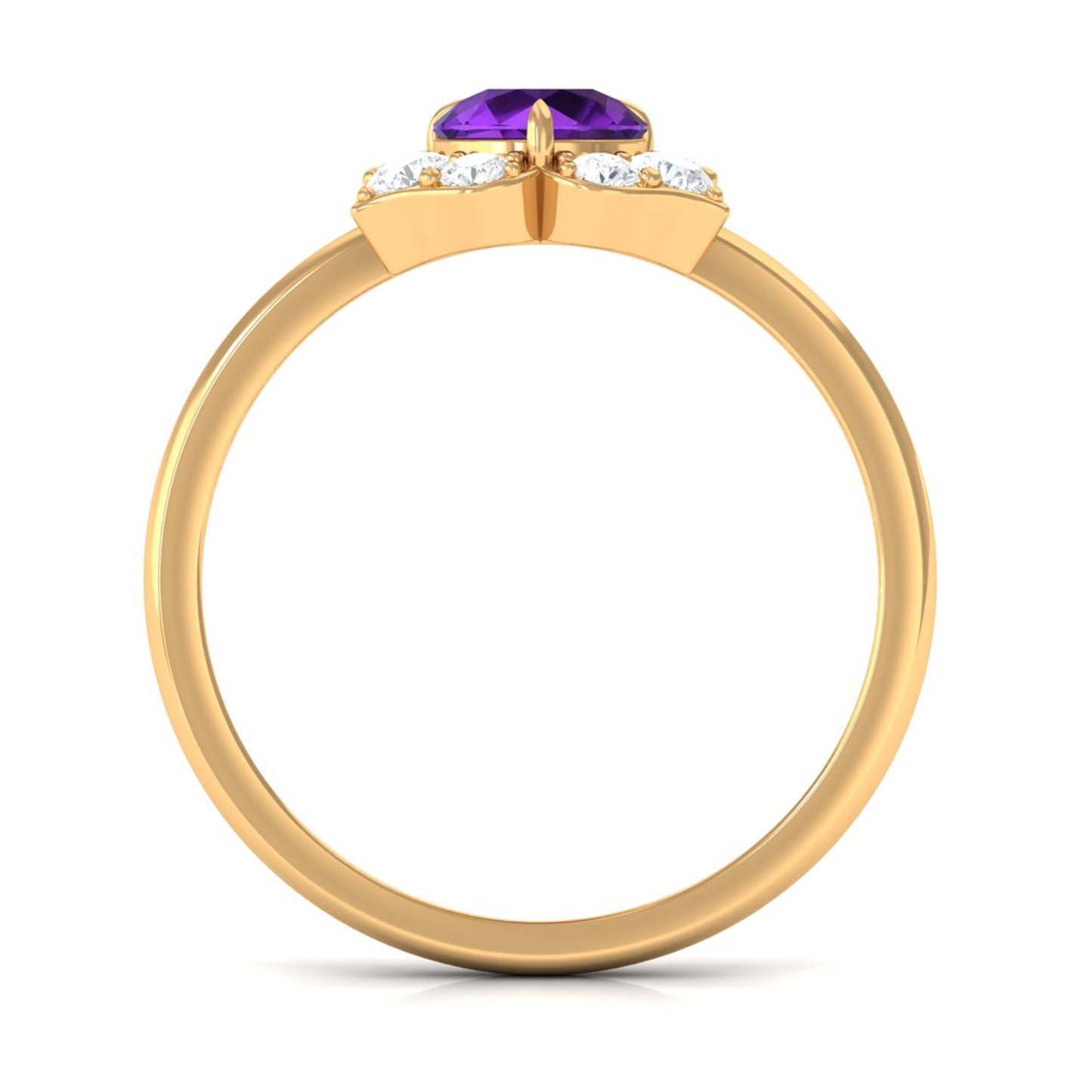 Real Amethyst Flower Engagement Ring with Diamond