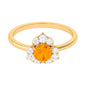 Round Fire Opal Flower Engagement Ring with Diamond